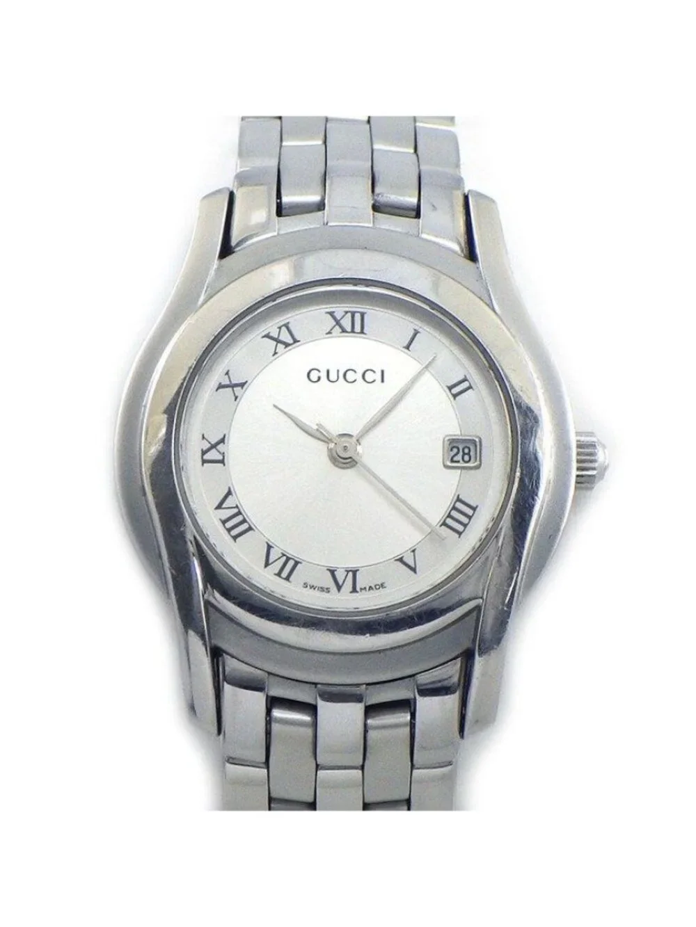 Gucci Watch Class Silver Dial Roman Index Date SS Quartz Analog